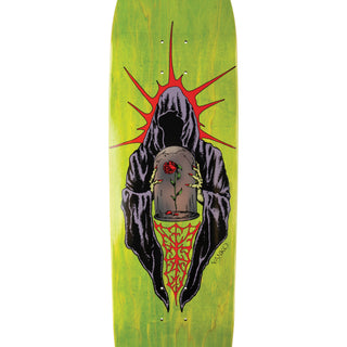 Welcome skateboard deck Jake Yanko Wilted on Panther 9.0 with green stain and silver foil accents, pro model.