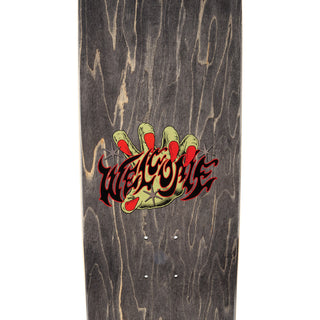 Welcome skateboard deck Jake Yanko Wilted on Panther 9.0 with green stain and silver foil accents, pro model.
