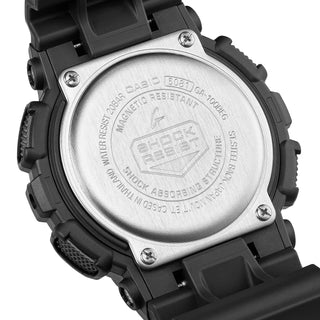 G-SHOCK GA100BEG-1A analog-digital watch with black resin case, electro green accents, and oversized dial.