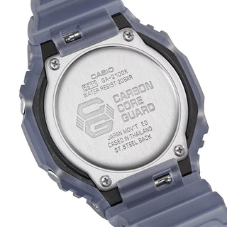 Casio G-Shock GA2100K-2A watch with black glossy dial, neon accents, and octagonal case design.
