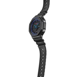Black Casio watch on a white background