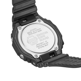 Back view of a Casio watch with 'Carbon Core Guard' text on a white background