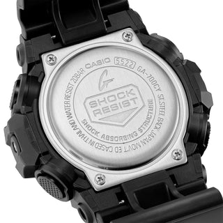 G-SHOCK GA-700CY-1A watch in bold black with vibrant yellow accents, embodying emergency rescue colors.