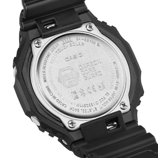 G-SHOCK GAB2100BEG-1A analog-digital watch with black octagonal case, electro green accents, and bio-based resin band.
