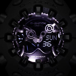 G-SHOCK GAV01-1A matte black watch with organic cool eyes openwork dial, spherical glass with polished indices, magnetic hand technology, and resin bezel and band