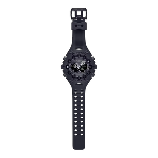 G-SHOCK GAV01-1A matte black watch with organic cool eyes openwork dial, spherical glass with polished indices, magnetic hand technology, and resin bezel and band