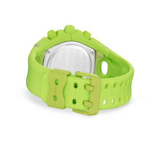 G-SHOCK GAV01-9A bright yellow watch with cool eyes openwork dial, spherical resin bezel and band, indices outside spherical glass, and Super Illuminator double LED