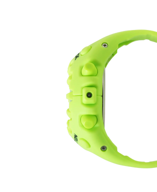 G-SHOCK GAV01-9A bright yellow watch with cool eyes openwork dial, spherical resin bezel and band, indices outside spherical glass, and Super Illuminator double LED