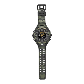 "G-Shock GAV01CMG-3A Bold Camo Gold Watch — large GA-V01 case, MAP printed camo bezel and band with hidden G-mark, first camo MAP technique on a GAV01 timepiece"