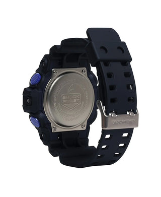 G-SHOCK GA700VB-1A, virtual reality-inspired design, black with blue violet accents, rugged, futuristic, durable.