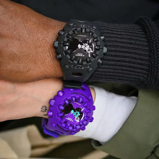 G-SHOCK GAV01-1A matte black watch with organic cool eyes openwork dial, spherical glass with polished indices, magnetic hand technology, and resin bezel and band