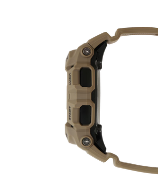 Front view of the G-SHOCK GBA900UU-5A with a tan case and band, black analog-digital dial, and light-colored hands