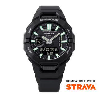 G-SHOCK GBA950-1A sports watch with origami-inspired bio-based resin band, Bluetooth connectivity, Auto Lap pace tracking, step count and calorie display, shock resistance, and 200-meter water resistance
