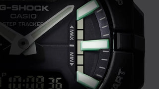 G-SHOCK GBA950-1A sports watch with origami-inspired bio-based resin band, Bluetooth connectivity, Auto Lap pace tracking, step count and calorie display, shock resistance, and 200-meter water resistance