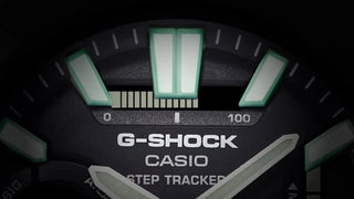 G-SHOCK GBA950-1A sports watch with origami-inspired bio-based resin band, Bluetooth connectivity, Auto Lap pace tracking, step count and calorie display, shock resistance, and 200-meter water resistance