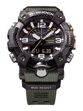 G-Shock Mudmaster GG-B100-1A3 watch with carbon case, resin band, and advanced environmental resistance features.