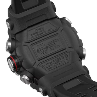 G-SHOCK GGB100XM-1A MUDMASTER watch with silvery stainless-steel honing finish bezel, bio-based carbon fiber-reinforced case, bio-based resin band, and Master of G design for extreme environments