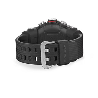 G-SHOCK GGB100XM-1A MUDMASTER watch with silvery stainless-steel honing finish bezel, bio-based carbon fiber-reinforced case, bio-based resin band, and Master of G design for extreme environments