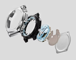 Collection of Casio watches with different designs on a light gray background