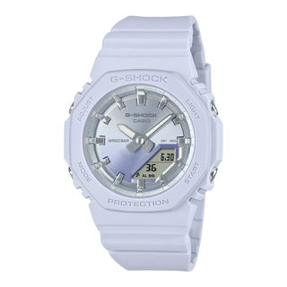 G-SHOCK sunset-inspired watch with color gradation dial and stainless steel touches.