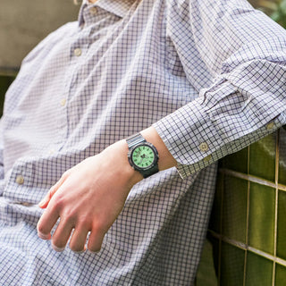 G-SHOCK GMAP2100SR-1A analog-digital watch with translucent resin case and iridescent polarized crystal.