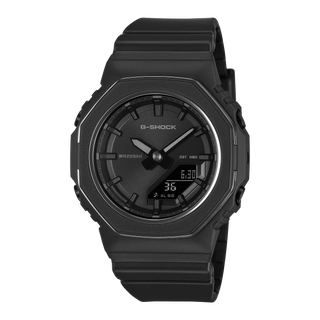 G-SHOCK GMA-P2110B-1A Women's Watch in Black — S Series CasiOak-inspired silhouette with carbon core guard structure, analog-digital display, Bluetooth mobile link, 200M water resistant