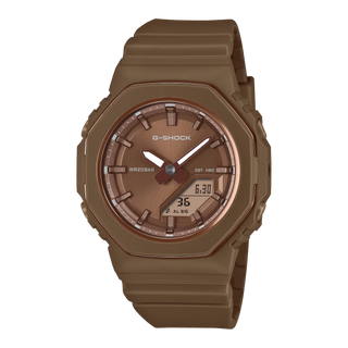 G-SHOCK GMAP2110B-5A Women's Watch in Pink/White — S Series CasiOak-inspired silhouette with carbon core guard structure, analog-digital display, Bluetooth mobile link, 200M water resistant
