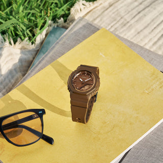 G-SHOCK GMAP2110B-5A Women's Watch in Pink/White — S Series CasiOak-inspired silhouette with carbon core guard structure, analog-digital display, Bluetooth mobile link, 200M water resistant
