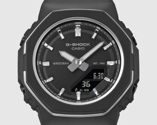 G-SHOCK GMAP2110B-5A Women's Watch in Pink/White — S Series CasiOak-inspired silhouette with carbon core guard structure, analog-digital display, Bluetooth mobile link, 200M water resistant