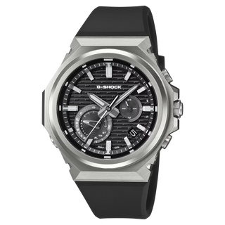 G-SHOCK GSTB1000-1A with a silver-tone metal bezel, black brick-pattern dial, silver-tone hands and markers, and black band