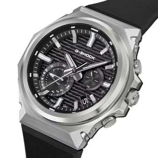 G-SHOCK GSTB1000-1A with a silver-tone metal bezel, black brick-pattern dial, silver-tone hands and markers, and black band