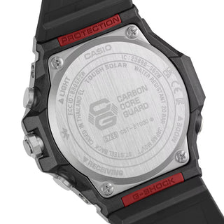 G-SHOCK GSTB1000-1A with a silver-tone metal bezel, black brick-pattern dial, silver-tone hands and markers, and black band