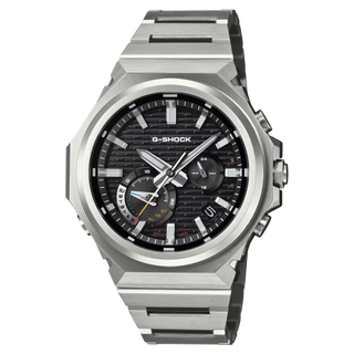 G-SHOCK GSTB1000D-1A watch with solid stainless steel band and bezel, Bluetooth connectivity, Tough Solar power, Carbon Core Guard, minimalist design, and multi-finish construction
