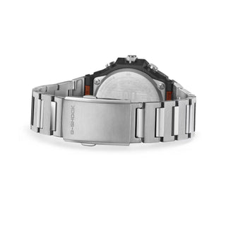 G-SHOCK GSTB1000D-1A watch with solid stainless steel band and bezel, Bluetooth connectivity, Tough Solar power, Carbon Core Guard, minimalist design, and multi-finish construction