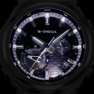G-Shock GSTB1000D-2A watch with blue dial, stainless steel case and band, and minimalist metal bezel design.