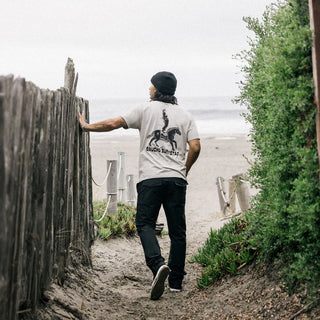 Roark Gaucho Surfista Tee in Fossil with garment-dyed premium cotton and relaxed adventure-ready fit.