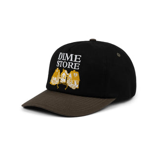 Black Dime Skateshop Worker Hat, 100% cotton with snapback closure for an adjustable fit.