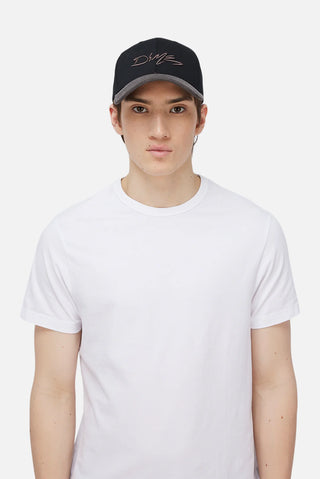 Black Dime full fit cap with raised scribble logo and corduroy brim