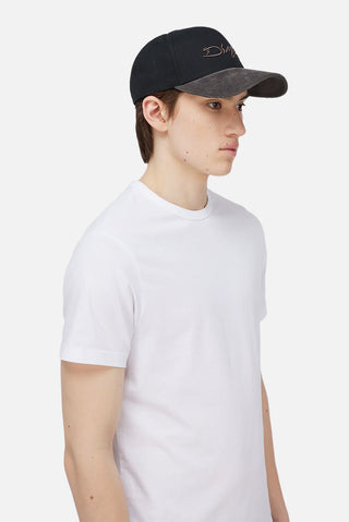 Black Dime full fit cap with raised scribble logo and corduroy brim