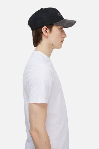 Black Dime full fit cap with raised scribble logo and corduroy brim