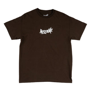 Welcome Skateboards Vamp Puff Print Tee in Dark Chocolate with center chest graphic.
