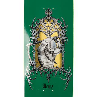 Welcome Ryan Reyes Flail on Baculus 2.0 skateboard deck 9.0″ with gold and silver foil accents, pro model.