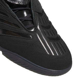 adidas Skateboarding Predator Sala x Metalwood in Core Black — leather and textile upper, Predator stripes, archive Performance branding, rubber outsole, skate and street ready