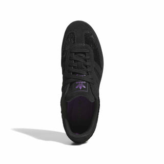 adidas Skateboarding Samba ADV Shoes in Core Black/Core Black — tonal all-black leather upper with reinforced T-toe, grippy rubber cupsole, serrated 3-Stripes, and signature Samba branding