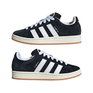 adidas Campus 00s Shoes in Core Black, suede skate-inspired sneaker with gum sole and white 3-Stripes.