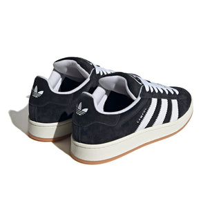 adidas Campus 00s Shoes in Core Black, suede skate-inspired sneaker with gum sole and white 3-Stripes.