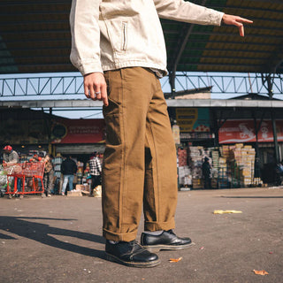 Roark HWY 1 Utility Denim Pant in otter brown with loose fit, Bedford cord fabric, and workwear-inspired pockets.