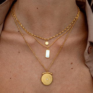 ALCO Limitless necklace in 18K gold-plated stainless steel with 2-in-1 design, 14 and 18 inch chains.
