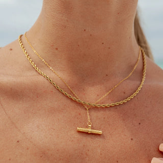 ALCO Haven necklace in 18K gold-plated stainless steel with lobster clasp and 18 inch chain for everyday wear.