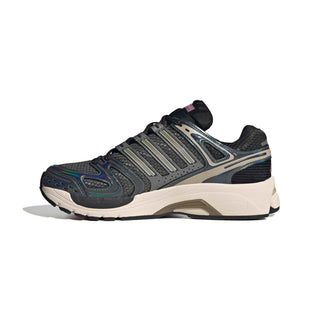 adidas Originals Adistar Control 5 in Core Black, Khaki Three, and Semi Lucid Fuchsia with a two-tone mesh upper and metallic overlays